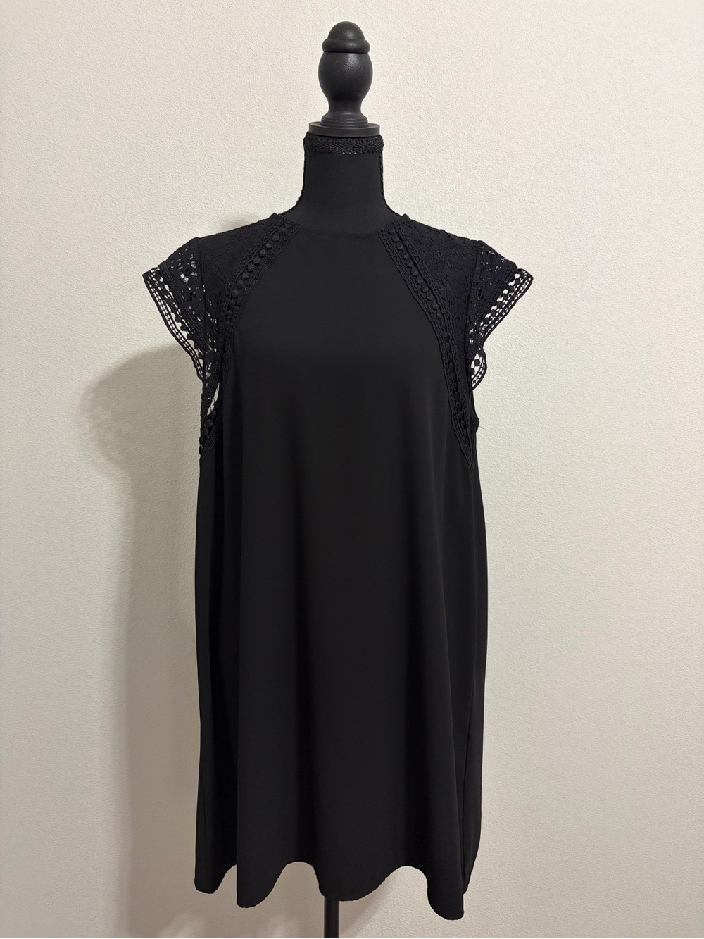 Zara Black Lace Yoke Shift Dress XL